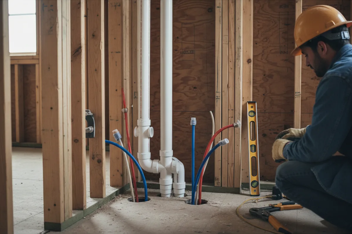 Drain and supply rough-in during Garbage Disposal Repair in Cooleemee